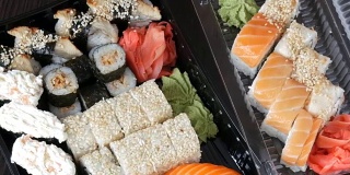 大寿司集各种寿司卷，寿司，手握寿司，近观