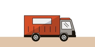 卡车与集装箱配送服务的动画