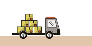 卡车和箱子送货服务动画