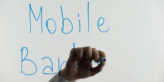 手机银行短语写在玻璃上，方便在线支付的app