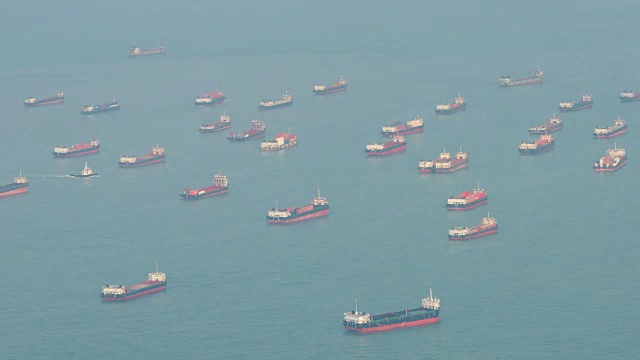 4K时间推移:香港海上的船