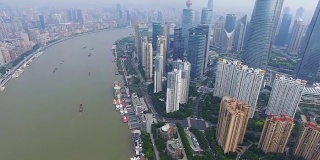 鸟瞰图外滩和上海天际线，上海。中国。