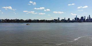 纽约西部，哈德逊河和新泽西霍博肯的航拍视频