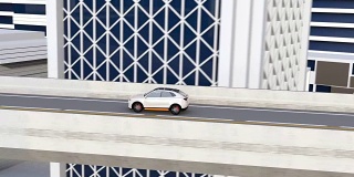 白色自动电动SUV在高速公路上行驶