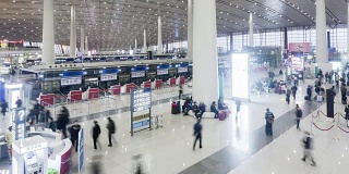 北京首都国际机场室内时间流逝