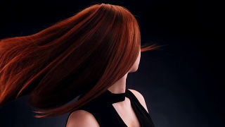 漂亮的红发女人甩着长发视频素材模板下载