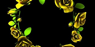 黄色玫瑰框架在黑色文本空间
