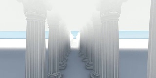 古典白色希腊风格的柱子。3D动画及渲染