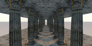 古典白色希腊风格的柱子。3D动画及渲染