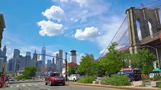 曼哈顿天际线和布鲁克林大桥视频素材模板下载