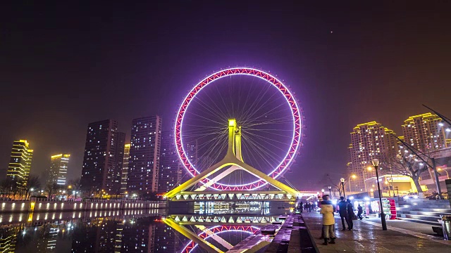 天津市区风景摩天轮时光流逝