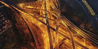 Real Time Aerial view of Shanghai Highway at night