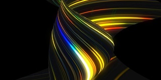 许多扭曲的辉光线，抽象的电脑生成的背景，3D渲染