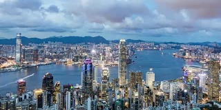 香港维多利亚港从早到晚的时间流逝