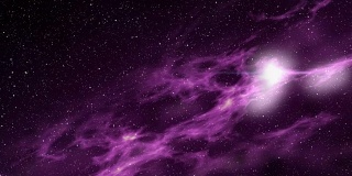 动画星系背景，缩小星云抽象背景，一个巨大的运动星系缓慢地向相机扩散，恒星在太空飞行。