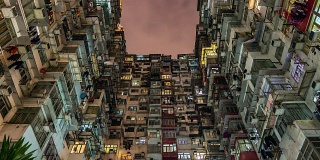 4K时光流逝观香港益昌大厦旧楼