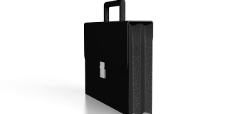 白色背景上的3D黑色商务旅行箱