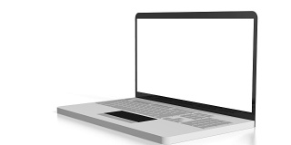 3D笔记本电脑，白色背景