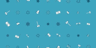 以色列独立日假日平面设计动画背景与传统符号