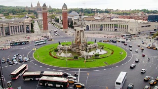 巴塞罗那交通10西班牙广场巴塞罗那交通风景时间流逝视频素材模板下载