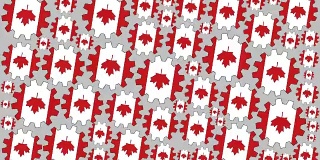 加拿大国旗齿轮旋转背景缩小