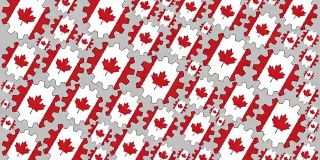 加拿大国旗齿轮旋转背景