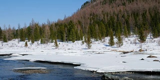 冬季，阿尔泰河被冰雪覆盖