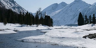 冬季，阿尔泰河被冰雪覆盖