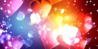 心和球的玻璃-爱和婚礼视频背景循环。红色的心。为婚礼，派对和音乐活动的一个精彩的紧张的视频循环