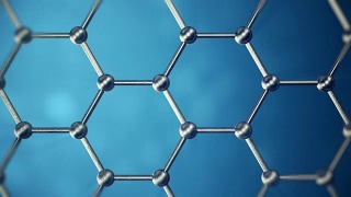 石墨烯原子纳米结构可循环动画。蜂窝状的纳米管。纳米技术与科学的概念。三维动画视频素材模板下载