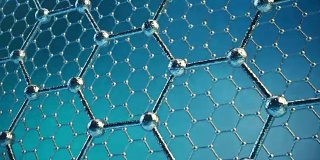 石墨烯原子纳米结构可循环动画。蜂窝状的纳米管。纳米技术与科学的概念。三维动画