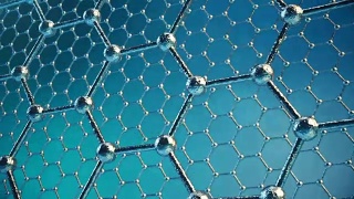 石墨烯原子纳米结构可循环动画。蜂窝状的纳米管。纳米技术与科学的概念。三维动画视频素材模板下载