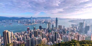 4K时间流逝鸟瞰图维多利亚港，香港