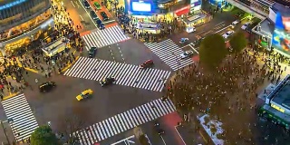 4 k。日本东京涉谷路口鸟瞰图
