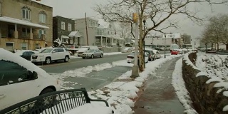 冬季纽约城市景观视角雪交通