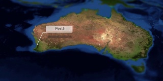 摄像机摇摄澳大利亚地图上的指示牌——珀斯