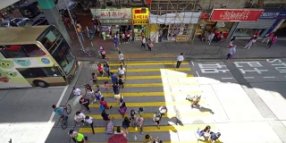 孟角位于油尖孟区，位于香港九龙半岛西部，是旺角地区繁忙人行横道的4K镜头