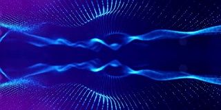 3d循环动画作为科幻小说背景发光粒子与景深和bokeh为vj循环。粒子形成线和面网格。V13蓝色