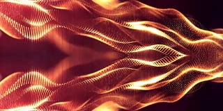 3d循环动画作为科幻小说背景发光粒子与景深和bokeh为vj循环。粒子形成线和面网格。V6红金