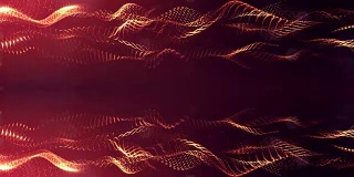 3d循环动画作为科幻小说背景发光粒子与景深和bokeh为vj循环。粒子形成线和面网格。V7红金