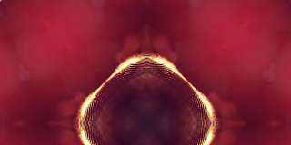 3d循环动画作为科幻小说背景发光粒子与景深和bokeh为vj循环。粒子形成线和面网格。V8红金