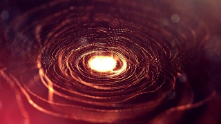 3d循环动画作为科幻小说背景发光粒子与景深和bokeh为vj循环。粒子形成线和面网格。V32红色金球视频素材模板下载
