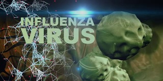 动画-流感病毒细胞图片，背景为光斑