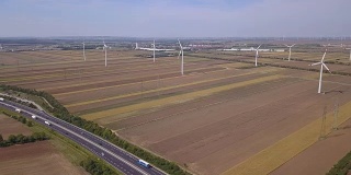 风力发电机，4k无人机视频
