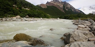 山脉河流在Los Glaciares国家公园
