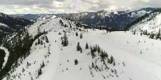 Backcountry Wilderness Mountains Snowmobile Aerial