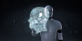 机器人，半机械人触摸大脑，连接大脑形状电路板，4K电影。增加人工intelligence.1
