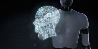 机器人，半机械人触摸大脑，连接大脑形状电路板，4K电影。增加人工intelligence.2