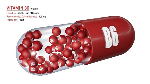 维生素B6 -动画维生素胶囊概念