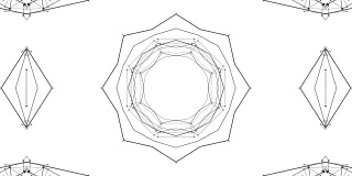 抽象线框循环背景。3d无缝动画4k。圆形几何与黑色网格v1